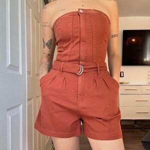Circus NY Strapless Belted Romper – Rust Orange – Size 27 (Small)